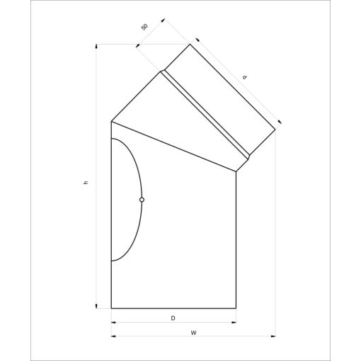 45° -os Fix fekete füstcső, tisztító nyílással