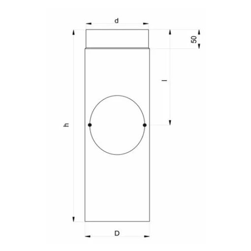 50cm -es Tisztítónyílásos fekete füstcső